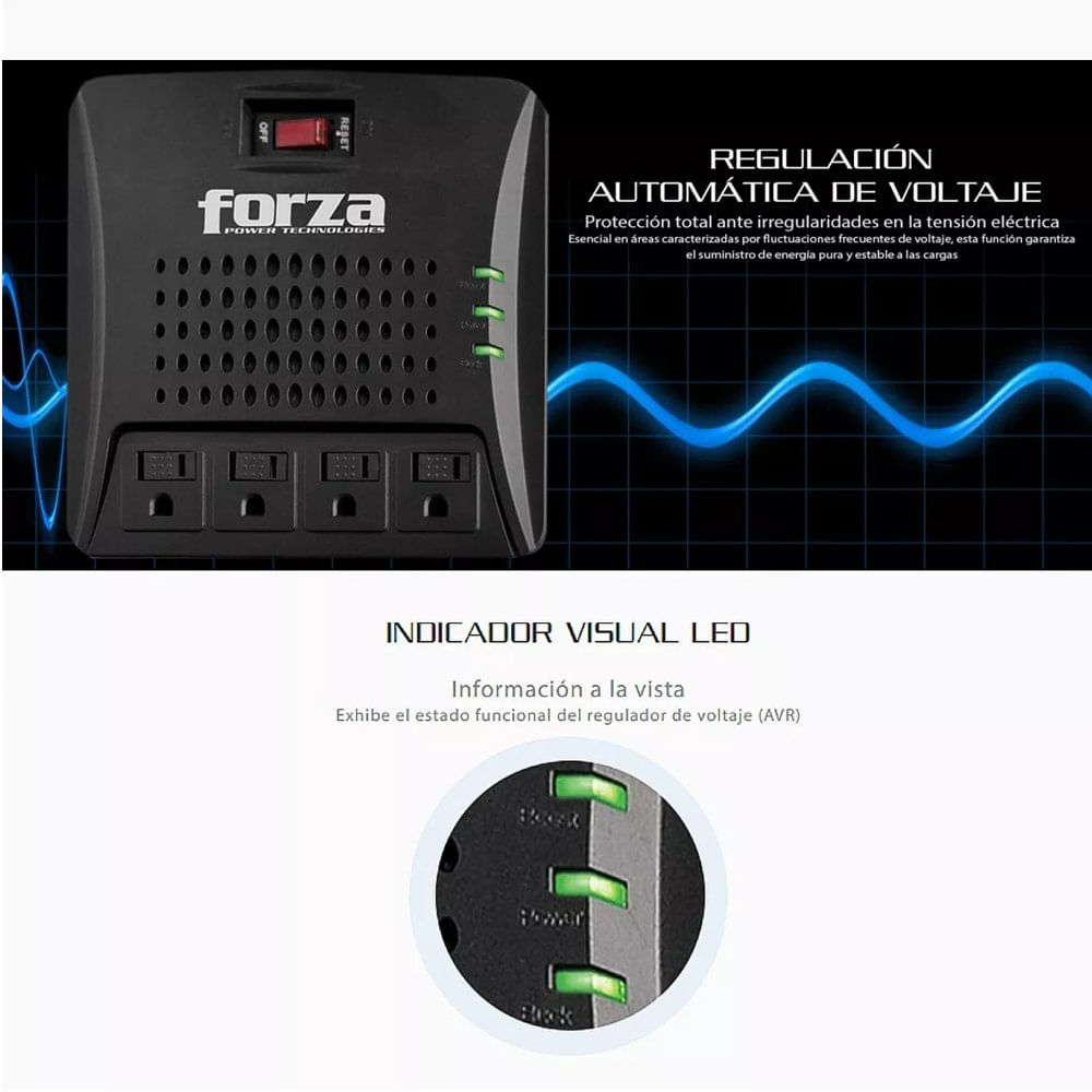 Estabilizador FORZA FVR-3002 3000VA 1500W 4 | Promart.pe - Promart