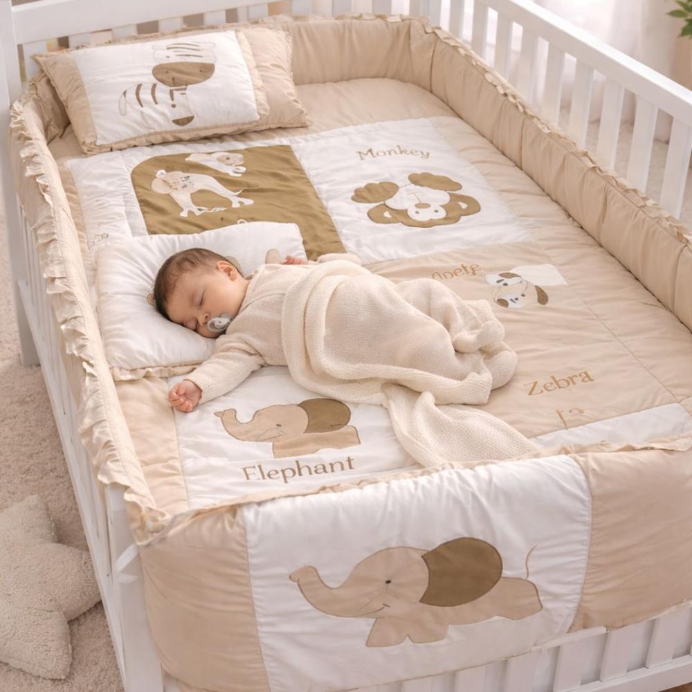 Set de Cuna para Bebé 5 Piezas Suave color Biege