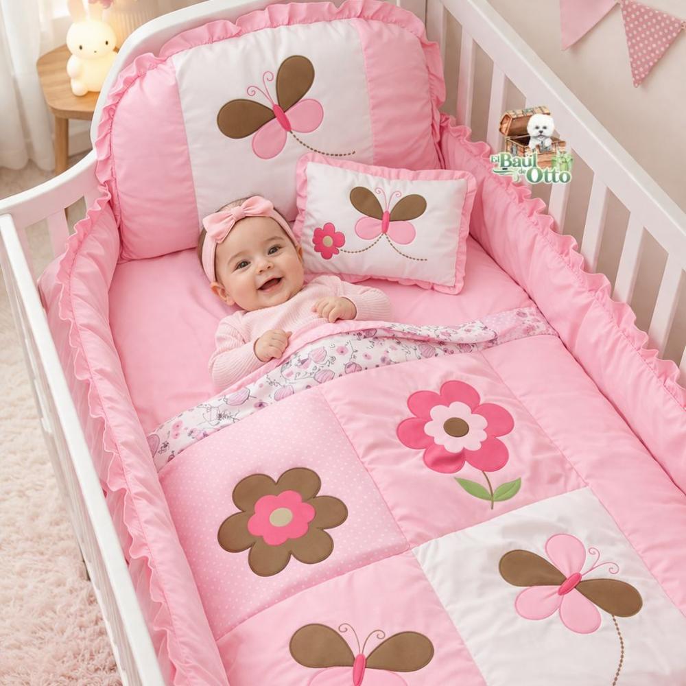 Set de Cuna para Bebé 5 Piezas Suave color Rosa