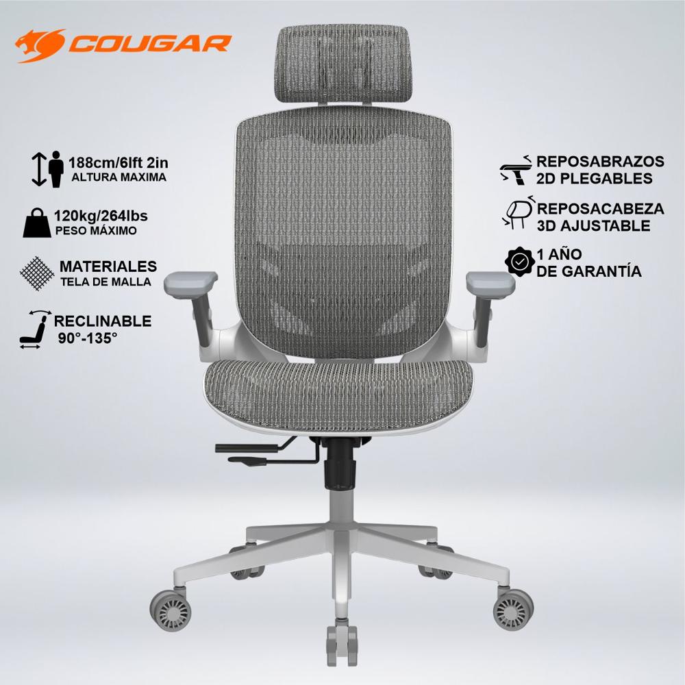 SILLA GAMER SPEEDER ONE RESPIRABLE AJUSTE LUMBAR ASIENTO RECLINA 135 BLANCO