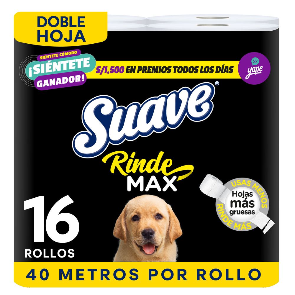 Papel Higiénico SUAVE RindeMax Doble Hoja Paquete 16un Papel Higiénico SUAVE RindeMax Doble Hoja Paquete 16un