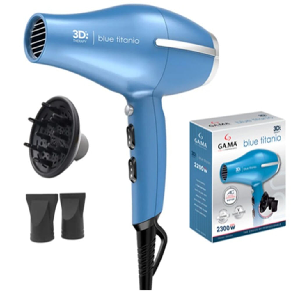 Secadora de Cabello Gama Blue Titanio 3d Therapy Motor AC