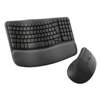 Kit De Teclado Wave Keys y Mouse Lift Vertical Logitech Bt Negro Negro