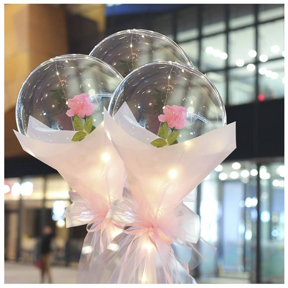 Pack 2 Globo burbuja con luces led Con Rosa