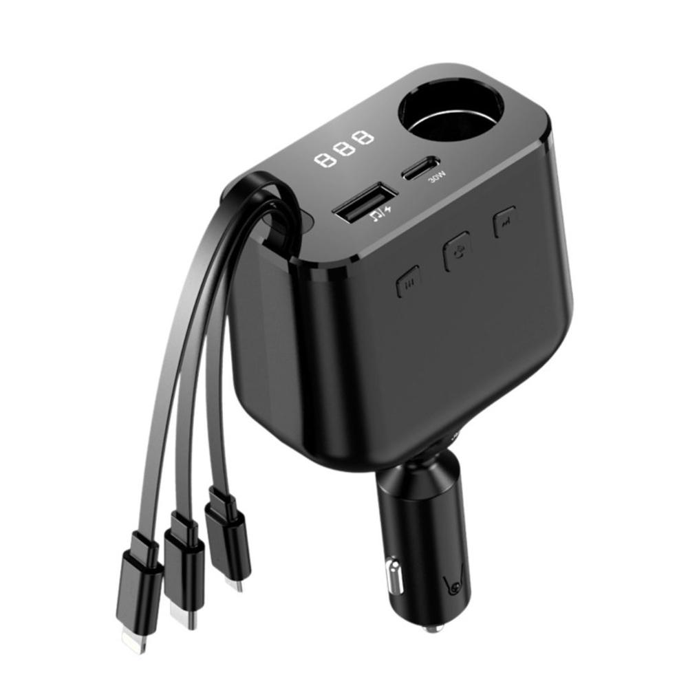 Cargador Multifunción BLS-19 Para Auto Carga Rápida 80W USB Tipo C con Cable 3 en 1