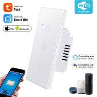 Interruptor de Pared Inteligente con Panel de Vidrio Templado de 2 Bandas WiFi