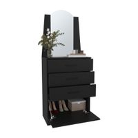 Cómoda Praga 3 Cajones 1 Puerta Abatible Melamina Wengue Tuhome
