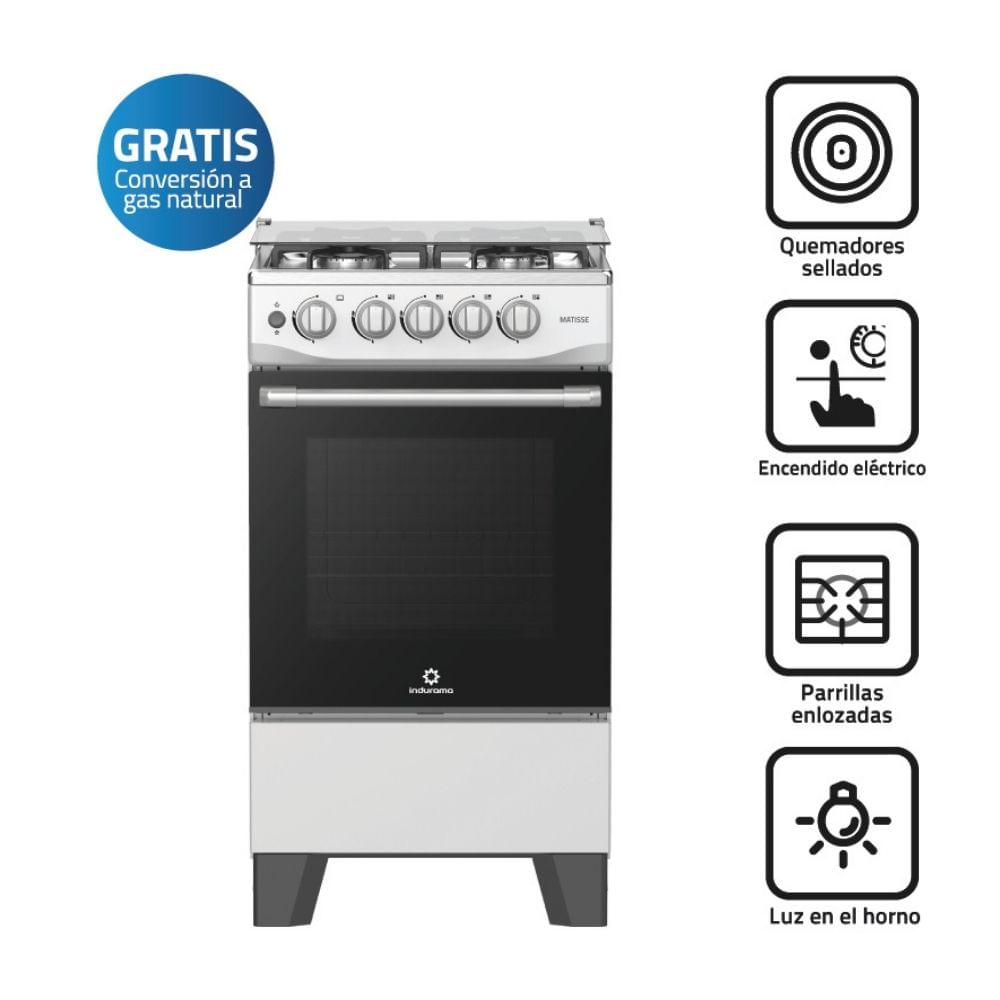 Cocina Indurama Matisse Gris 4 hornillas