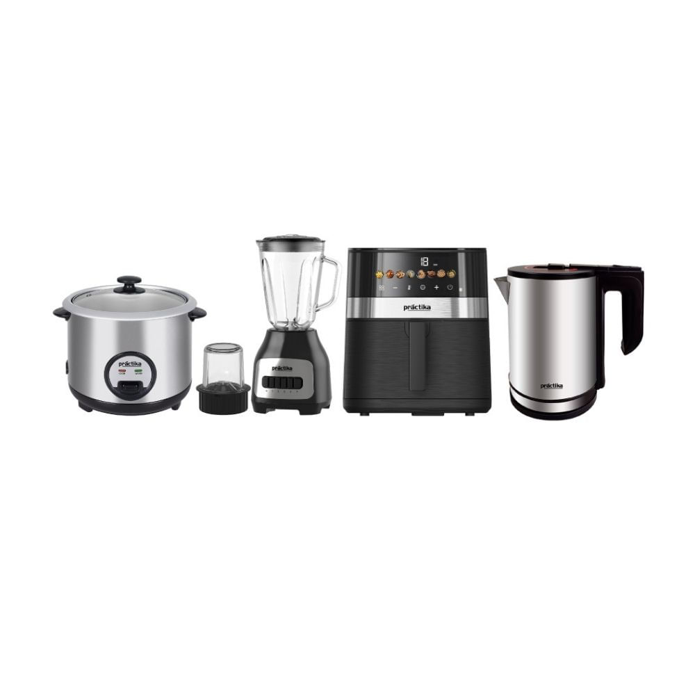 Combo Practika Freidora 5.5lt + Licuadora + Hervidora 1.8lt + Olla Arrocera