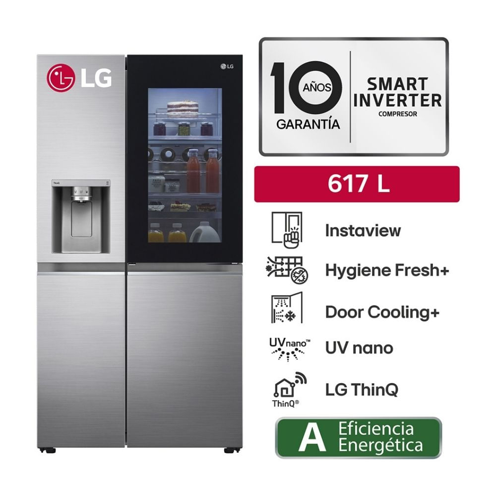 Refrigeradora Lg Gs66sxn Side By Side 617 litros Negro