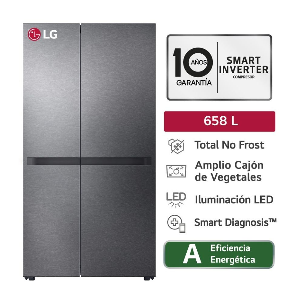 Refrigeradora Lg Gs66bpm Side By Side 658 litros Negro