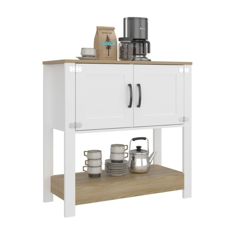 Mueble Estación Café 2 puertas Latte Blanco/fresno 87x89cm Tuhome
