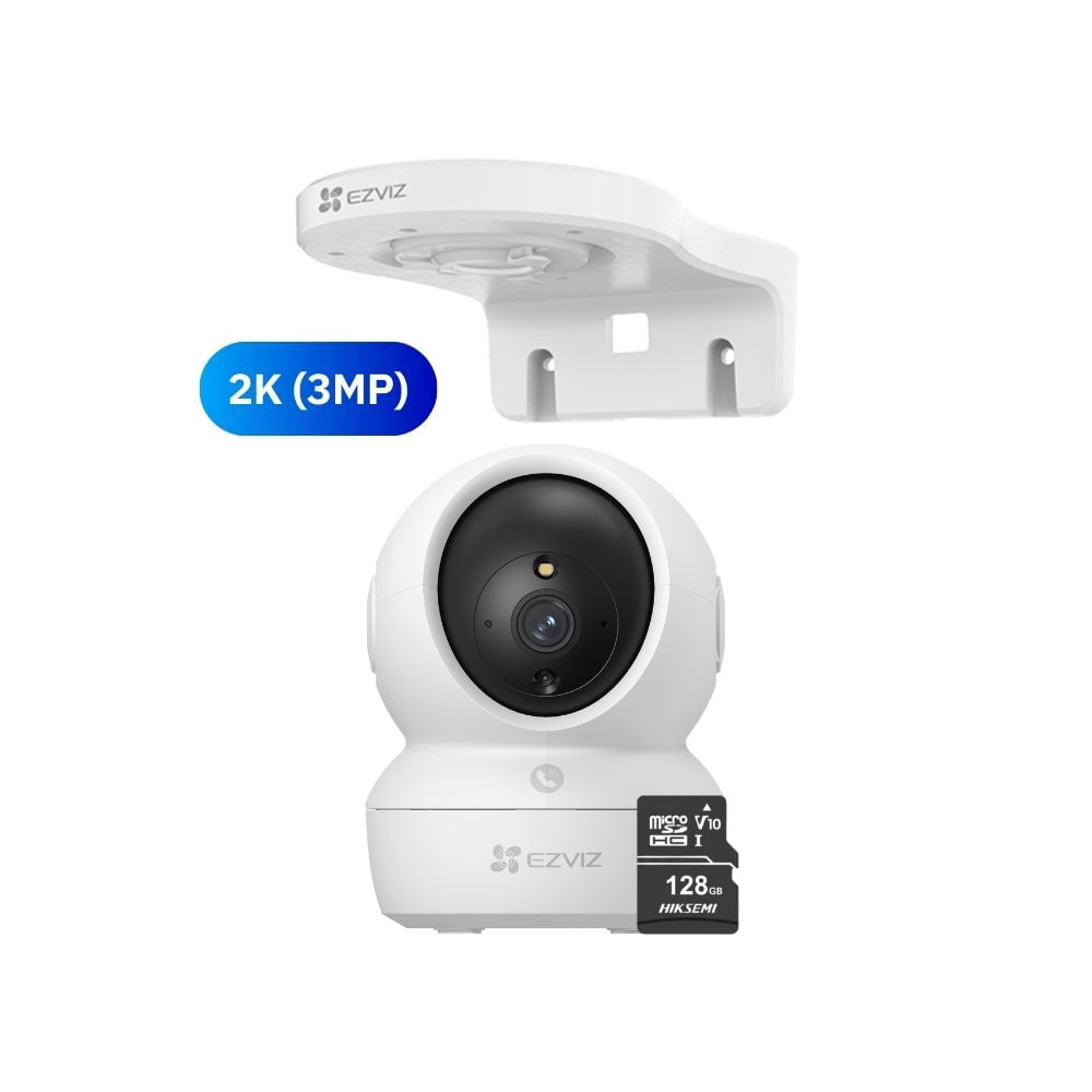 Cámara de seguridad inalámbrica H6C 2K 3MP para interiores - Soporte de montaje - Micro SD 128GB
