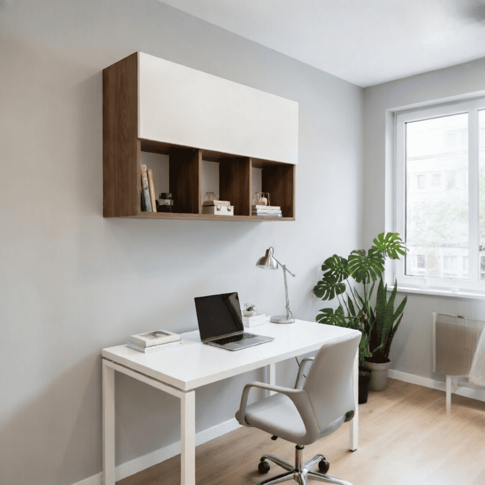 Librero flotante de melamina Espresso y Blanco