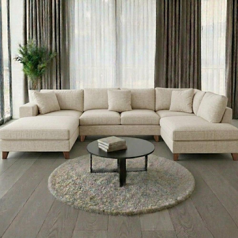 Seccional Chaska Beige Patas de Madera