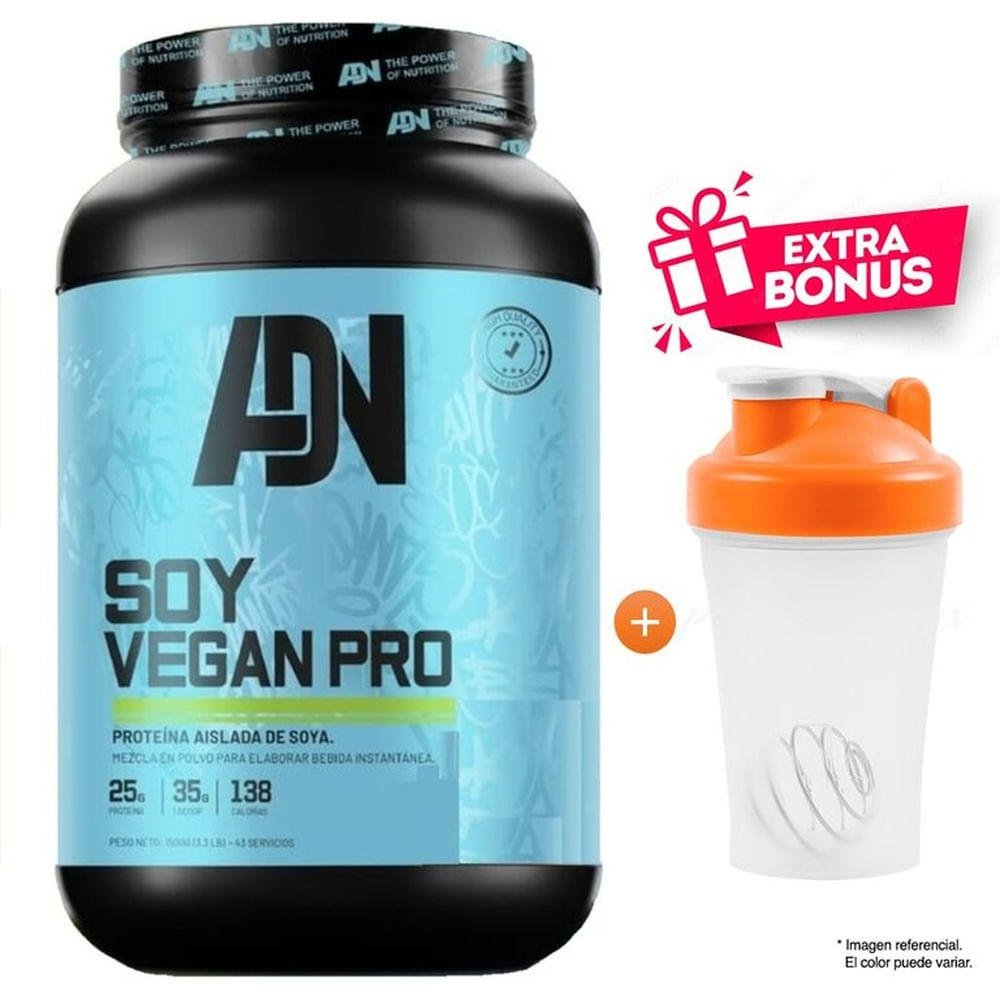 ADN NUTRITION SOY VEGAN PROTEIN 1.500 G VAINILLA + SHAKER ADN NUTRITION SOY VEGAN PROTEIN 1.500 G VAINILLA + SHAKER