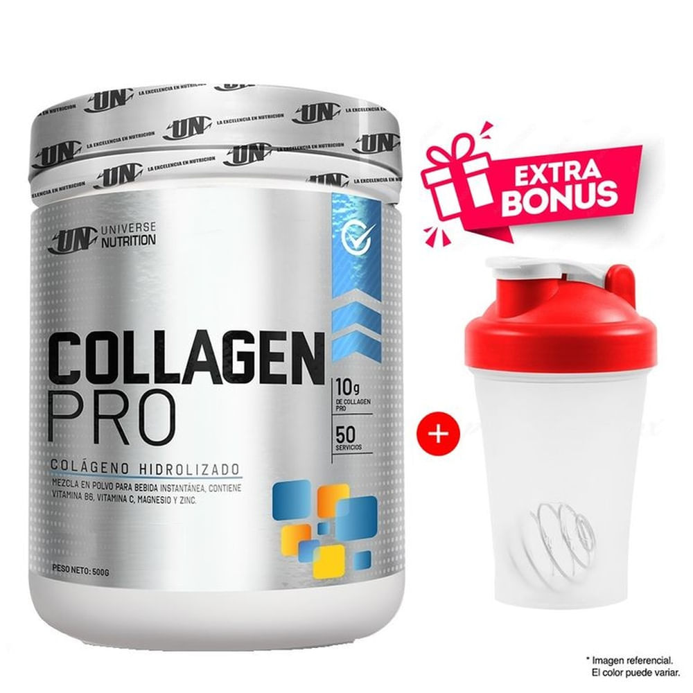 Collagen Pro 500g Colágeno Universe Nutrition Fruit Punch más Shaker