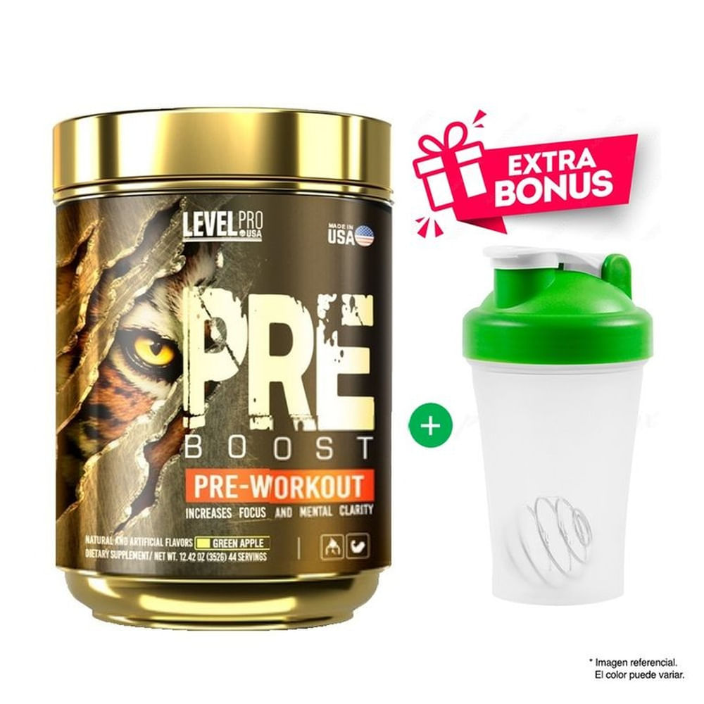 PRE BOOST Pre-Workout 352 Gramos Green Apple + Shaker