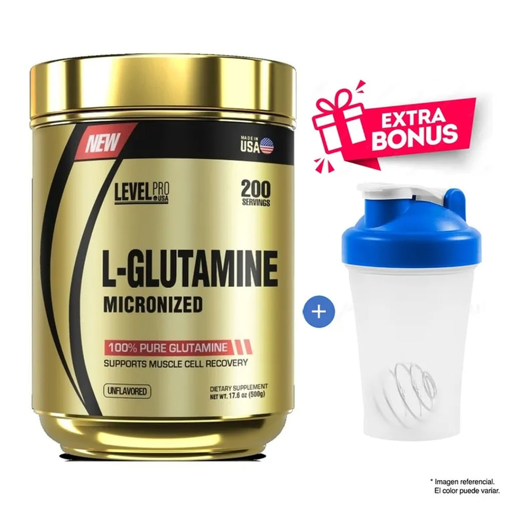 Level Pro Glutamina Glutapure 500 gr + Shaker