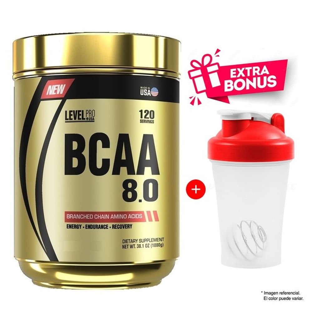 BCAA 8.0 LEVEL PRO 1080 GRAMOS FRUIT PUNCH + SHAKER