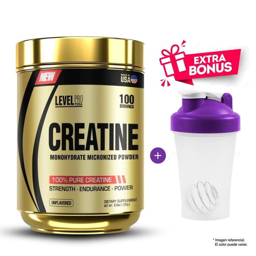CREATINE 250 GR LEVEL PRO CREATINA MONOHIDRATADA MICRONIZADA