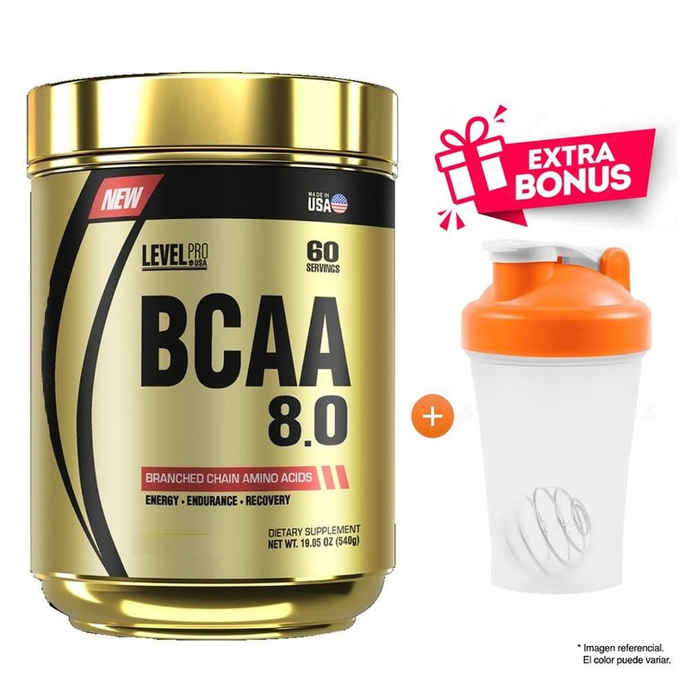 BCAA 8.0 LEVEL PRO 540 GRAMOS FRUIT PUNCH + SHAKER BCAA 8.0 LEVEL PRO 540 GRAMOS FRUIT PUNCH + SHAKER