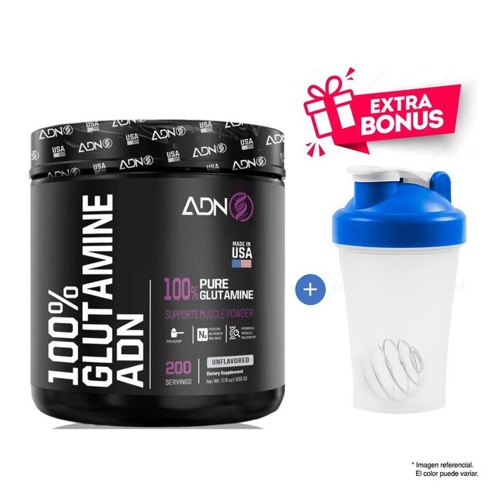 Glutamina ADN Nutrition 500 gramos + Shaker