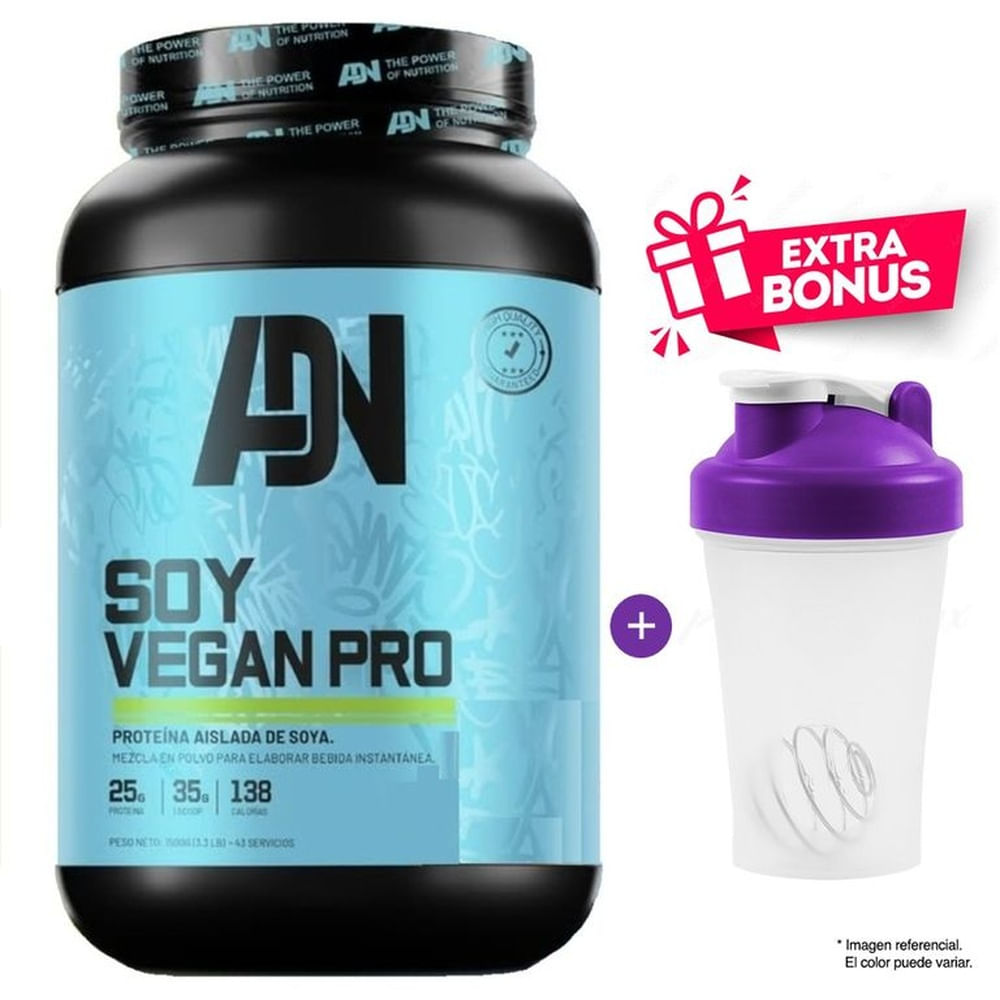 SOY VEGAN PROTEIN 1500 GRAMOS CHOCOLATE PROTEÍNA ADN NUTRITION