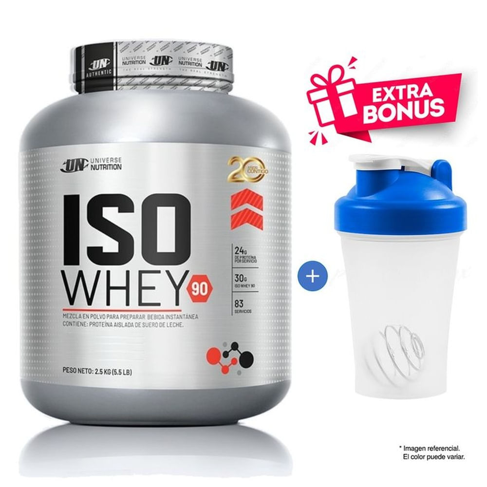 PROTEÍNA ISOLATADA ISO WHEY DE 2.5 KG CHOCOLATE MÁS SHAKER