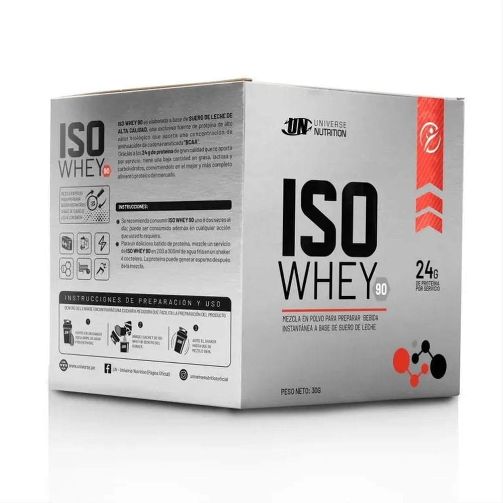 ISO WHEY 90 CAJA 10 UNID. UN PROTEÍNA ISOLATADA CHOCOLATE