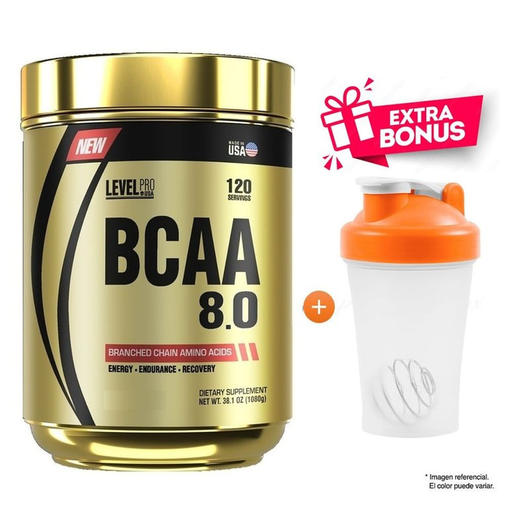 BCAA 8.0 1 KG LEVEL PRO AMINOÁCIDOS FRUIT PUNCH + SHAKER