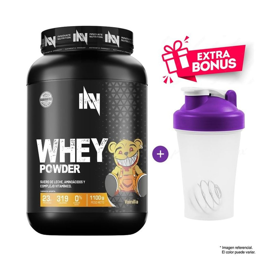 Proteína Suero de Leche INN Whey Powder 1.1 kg Vainilla + Shaker