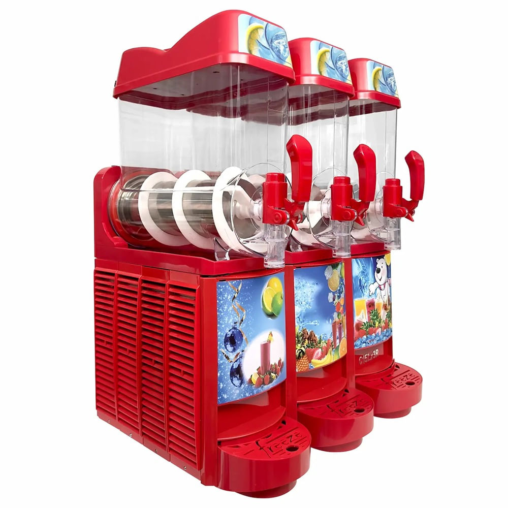 Máquina Cremoladera Profesional 3 Tolvas - 30L Color Rojo