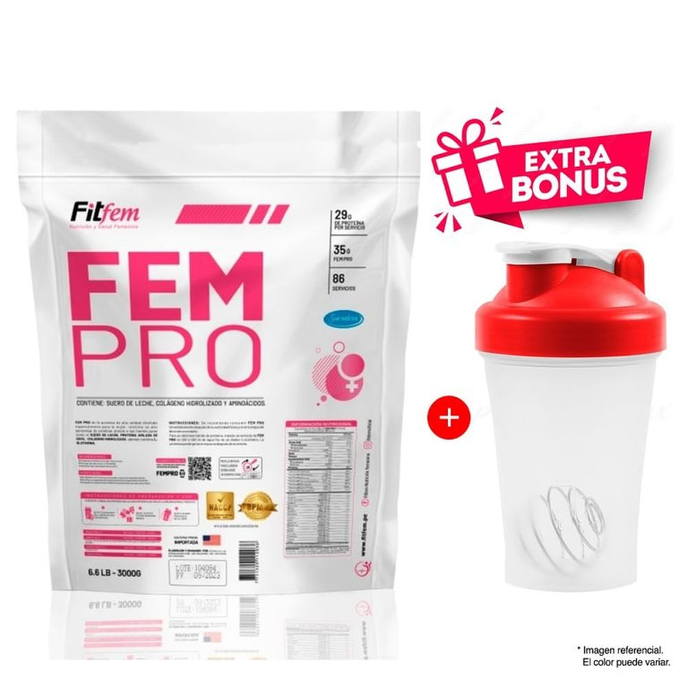 Proteina Suero de Leche Fempro 3 kg Chocolate + Shaker