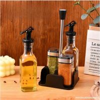 Set Dispensador de Condimentos con Base - Organizador de 5 Piezas para Cocina