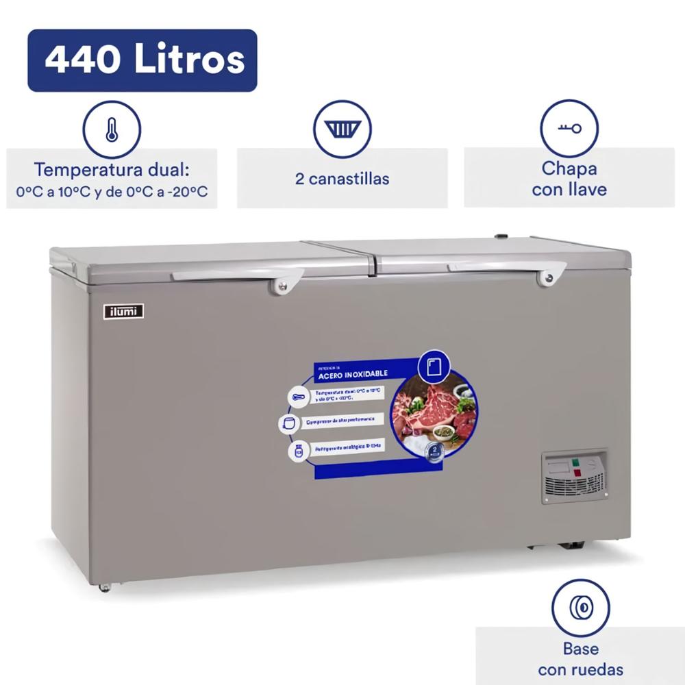 Congeladora Dual Ilumi 440 Litros TFI-4402 Gris