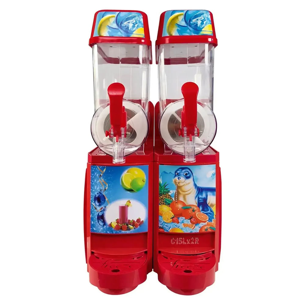 Máquina Cremoladera Profesional 2 Tolvas - 30L Color Rojo