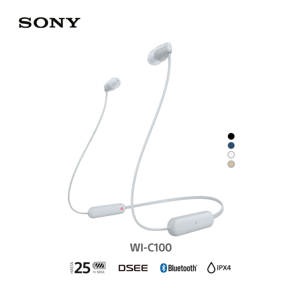 Sony Audífonos Bluetooth WI-C100 in Ear Blanco