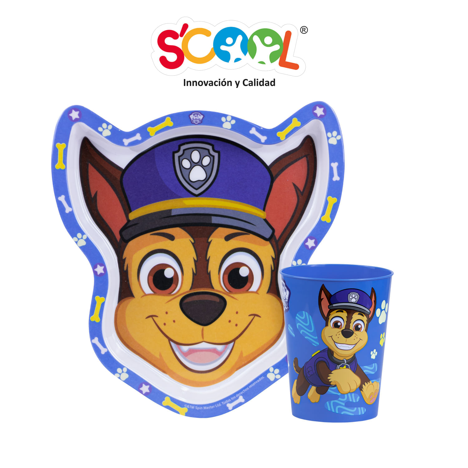 Set 2 Piezas Scool Plato Forma Paw Patrol Niño Melamine