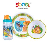 Set 3 Piezas Scool Con Botella Jurassic Melamine