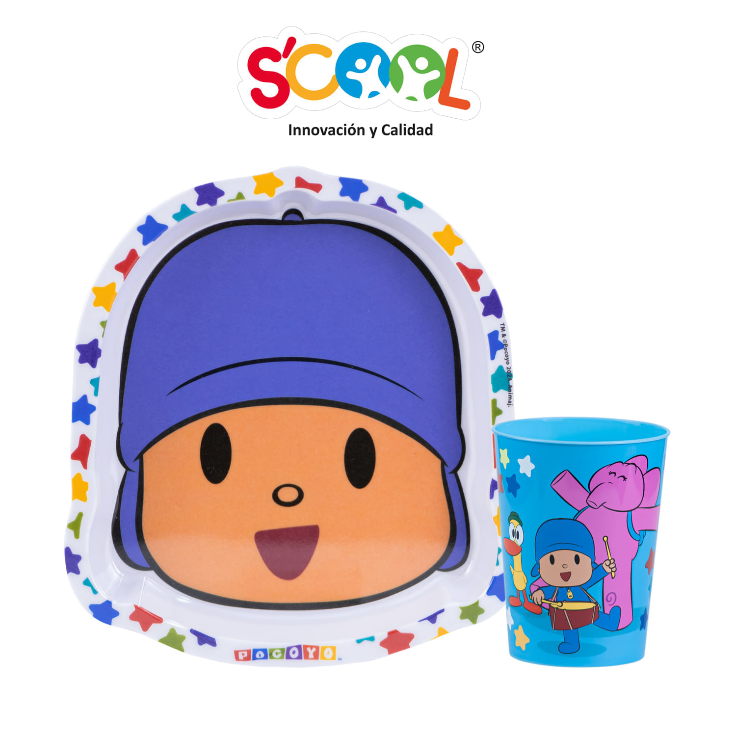 Set 2 Piezas Scool Plato Forma Pocoyo Melamine