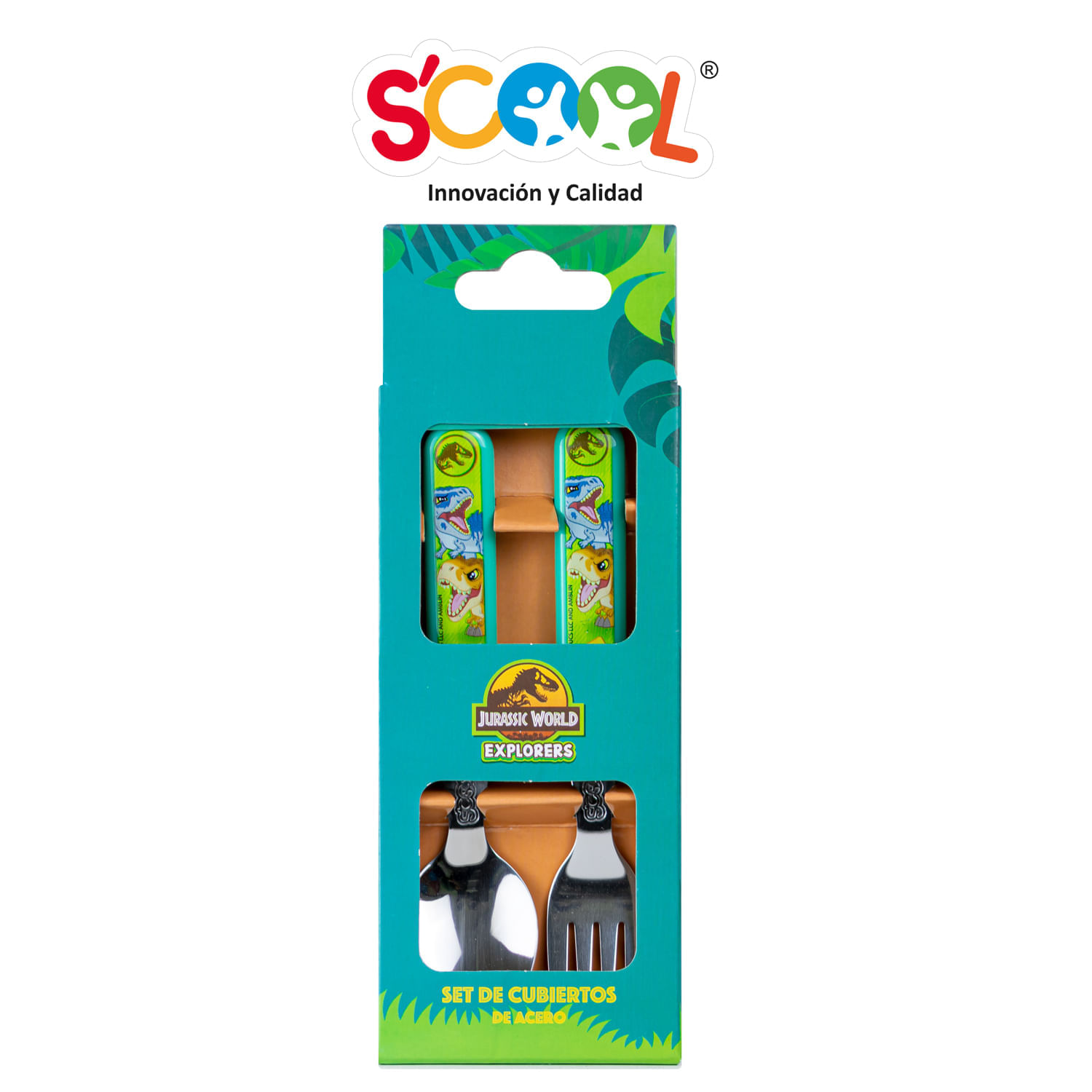 Set Cubiertos Scool Jurassic Acero
