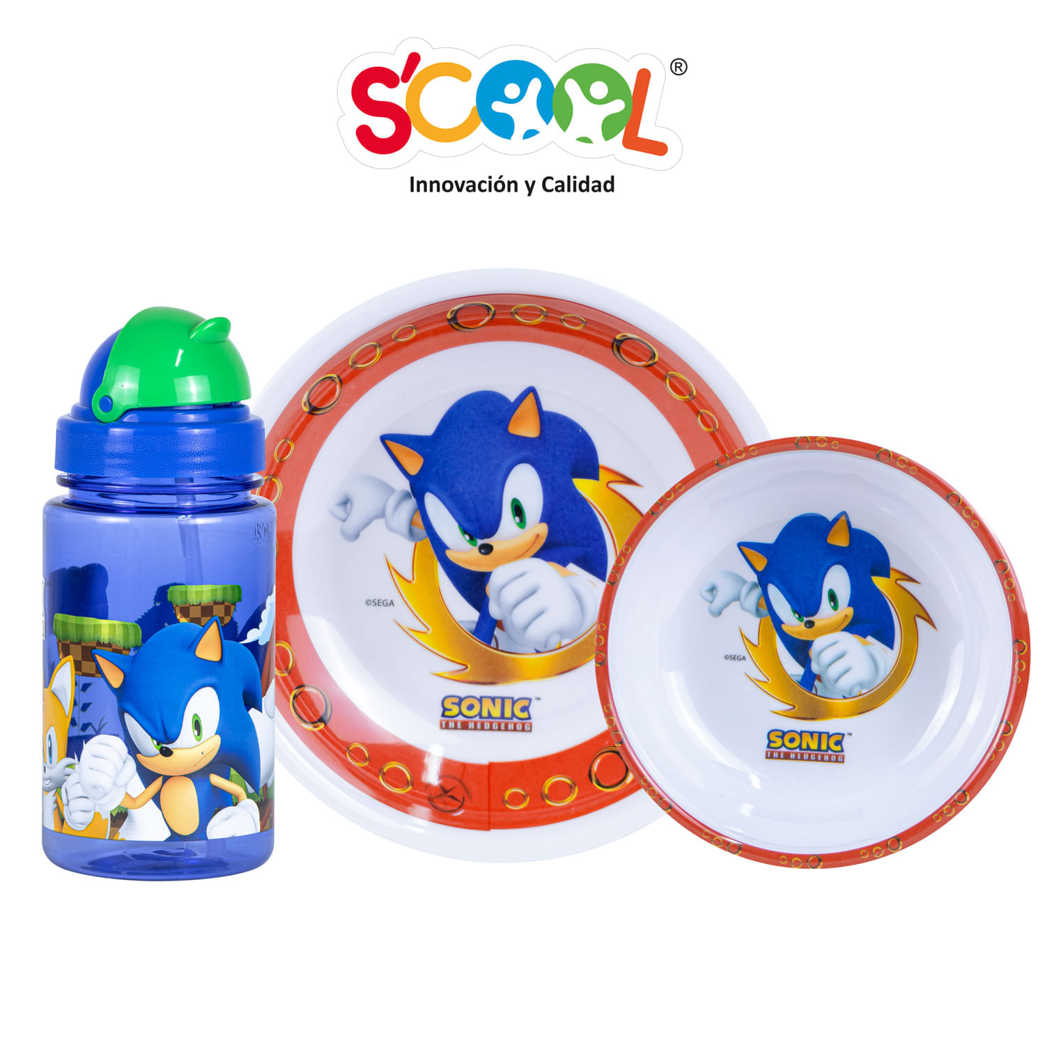 Set 3 Piezas Scool Con Botella Sonic Melamine