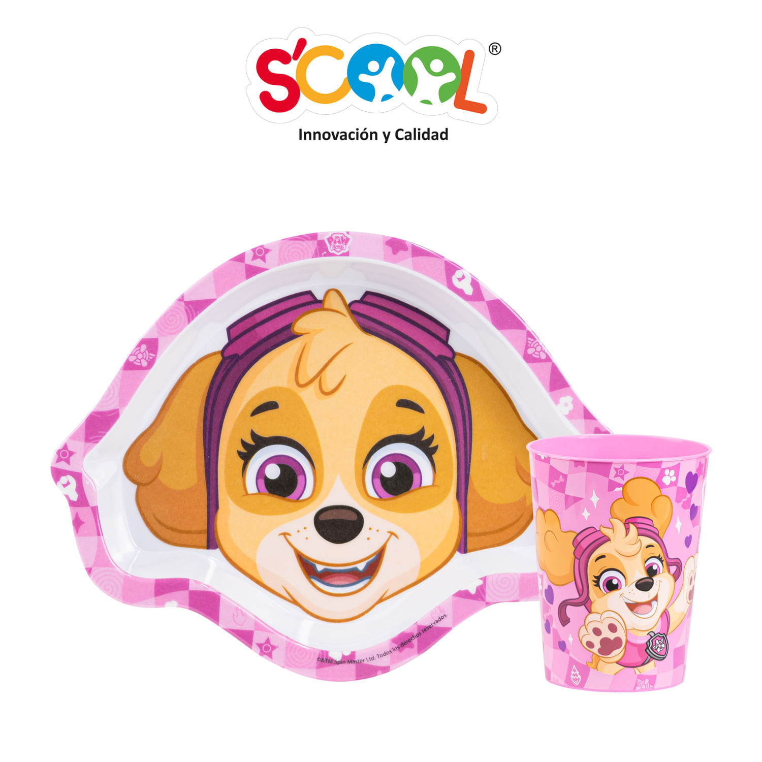 Set 2 Piezas Scool Plato Forma Paw Patrol Niña Melamine