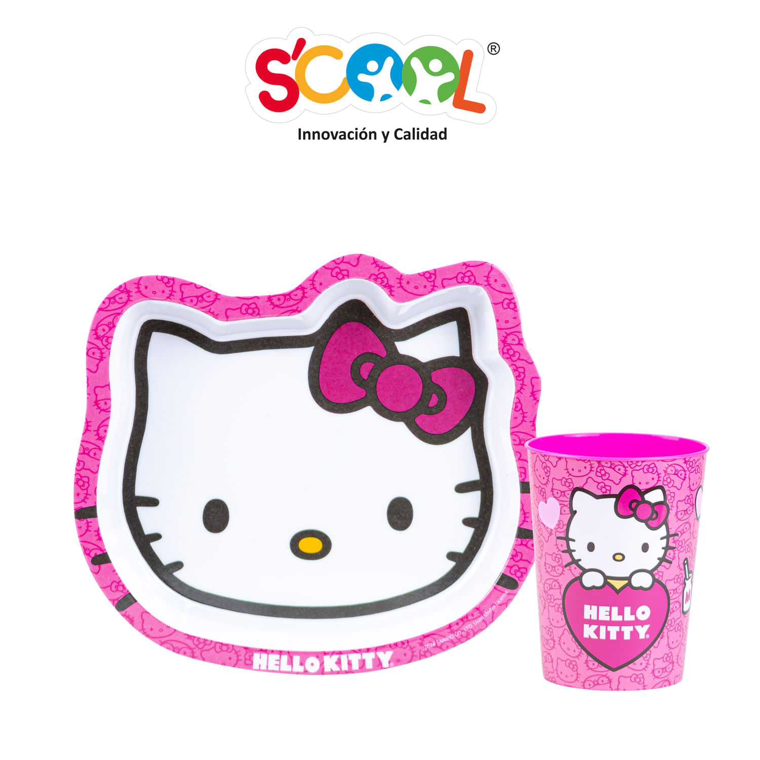 Set 2 Piezas Scool Plato Forma Hello Kitty Melamine
