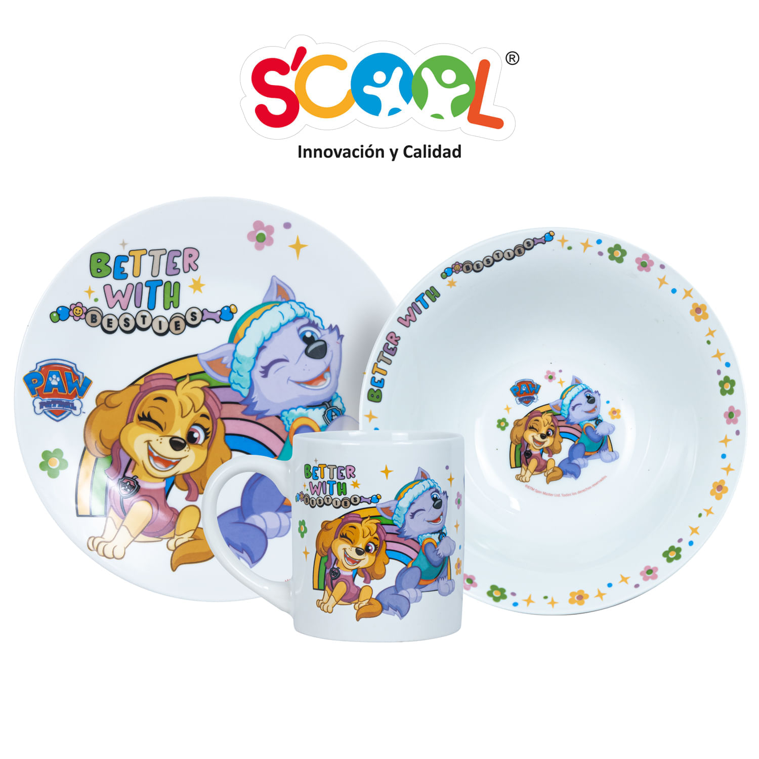 Set Vajilla De Cerámica Scool 3 Piezas Paw Patrol Niña