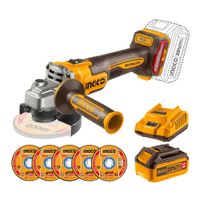 Amoladora Inalambrica 900W - Bateria 4ah y Cargador Industrial Ingco CAGLI261521