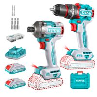 Combo Taladro Percutor 66nm - Atornillador de impacto 285nm Total TCKLI20277