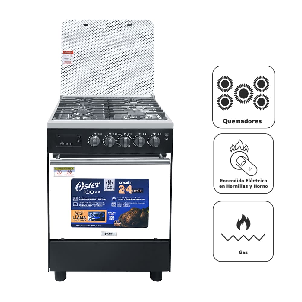 Cocina De Pie a Gas OSTER 5 Quemadores OS-PGSGC30052GRIBM Negro