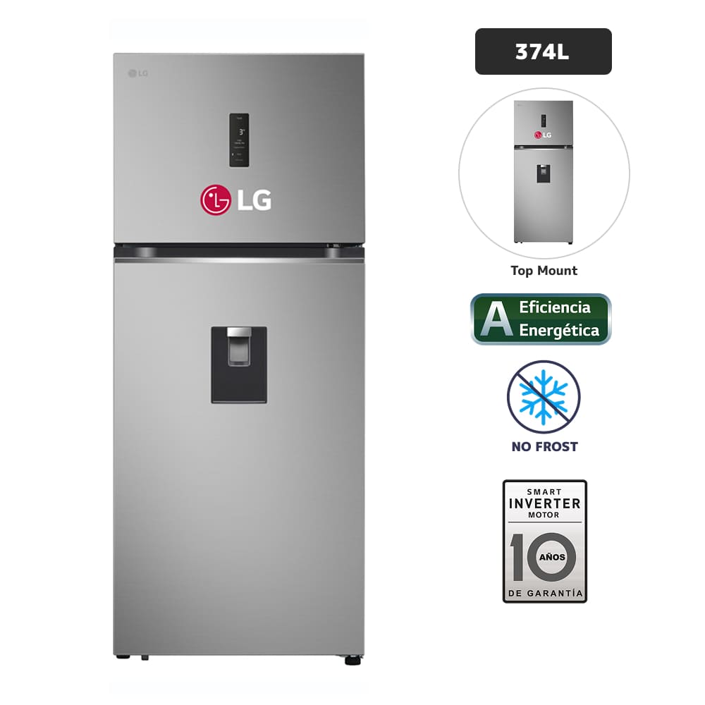 Refrigeradora LG 374L No Frost VT38SPYC Plateado